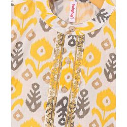 Babyhug Cotton Woven Full Sleeves Ethnic Printed  Kurta & Dhoti Set - Yellow & White