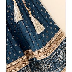 Babyhug Woven Sleeveless Sequins Choli WIth Lehenga & Dupatta - Teal