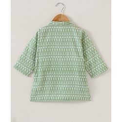 Babyhug Cotton Woven Full Sleeves Kurta & Dhoti Set Ethnic Embroidered - Green