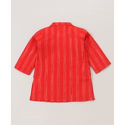 Babyhug Cotton Woven Full Sleeves Kurta Dhoti Set Stripes Print- Red
