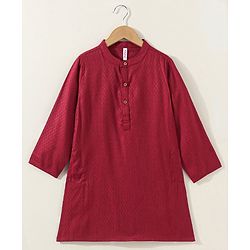 Babyhug Full Sleeves Cotton Woven Kurta and Dhoti Set - Red