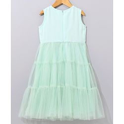 Babyhug Sleeveless Ethnic Dress Floral Embroidery & Sequin Detailing - Sea Green White
