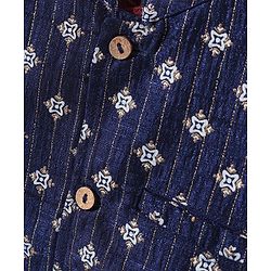 Babyhug Cotton Woven Full Sleeves Kurta & Pajama Set With Waist Coat Ethnic Print - Maroon
