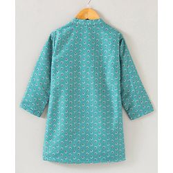 Babyhug Cotton Woven Full Sleeves Kurta & Pajama Set Ethnic Print - Aqua