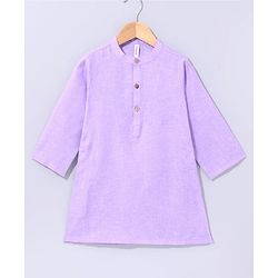 Babyhug Full Sleeves Cotton Kurta & Pyjama With Waistcoat Floral Print- Lavender