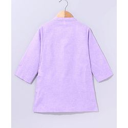 Babyhug Full Sleeves Cotton Kurta & Pyjama With Waistcoat Floral Print- Lavender