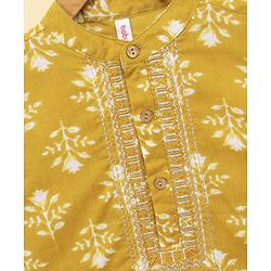 Babyhug Full Sleeves Woven Printed Kurta & Dhoti Set - Mustard Yellow
