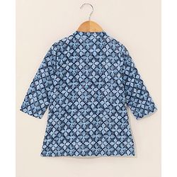 Babyhug Full Sleeves Kurta and Dhoti Set Ethnic Print - Blue