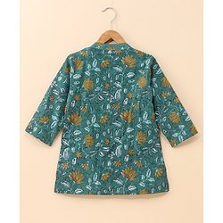 Babyhug Full Sleeves Cotton Kurta Dhoti Set Printed - Blue