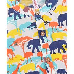 Babyhug Cotton Woven Full Sleeves Animal Printed Kurta - Yellow