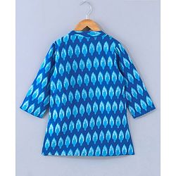 Babyhug Cotton Woven Full Sleeves Kurta & Payjama Set Ikkat Print - Blue