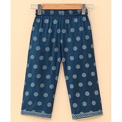 Babyhug Half Sleeves Kurti & Pant Set With Dupatta Floral Print - Navy Blue
