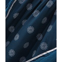 Babyhug Half Sleeves Kurti & Pant Set With Dupatta Floral Print - Navy Blue
