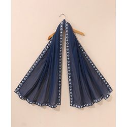 Babyhug Three Fourth Sleeves Cotton Embroidered Kurti & Palazzo Set With Dupatta Printed- Navy Blue
