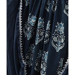 Babyhug Half Sleeves Kurti & Churidar Set With Dupatta Floral Print - Navy Blue