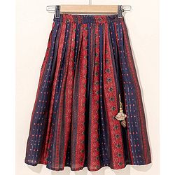 Babyhug Sleeveless Woven Printed Lehenga & Choli Set With Dupatta - Navy Blue