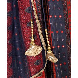 Babyhug Sleeveless Woven Printed Lehenga & Choli Set With Dupatta - Navy Blue