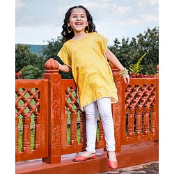 Babyhug Woven Sleeveless Top & Leggings Set Ethnic Print - Yellow