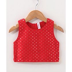 Babyhug Woven Sleeveless Choli With Printed Lehenga & Dupatta - Red