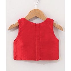 Babyhug Woven Sleeveless Choli With Printed Lehenga & Dupatta - Red