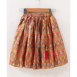 Babyhug Woven Sleeveless Choli With Printed Lehenga & Dupatta - Red