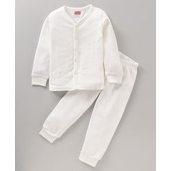 Babyhug Full Sleeves Solid Color Thermal Inner Wear - Offwhite