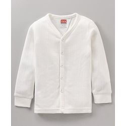 Babyhug Full Sleeves Solid Color Thermal Inner Wear - Offwhite