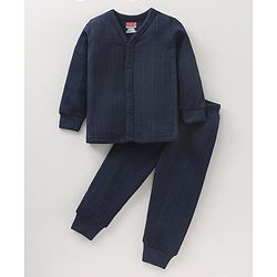 Babyhug Full Sleeves Solid Color Thermal Inner Wear - Dark Navy Blue