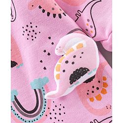Babyhug Full Sleeves Cotton Dino Printed Night Suit - Pink