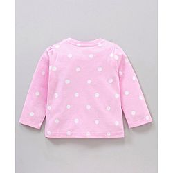 Babyhug Polka Dot Full Sleeves Night Suit Fox Applique - Pink