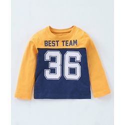 Babyhug Cotton Knit to Knit Full Sleeves Numeric Printed Tee & Lounge Pant - Blue & Orange