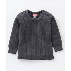 Babyhug Full Sleeves Knit Solid Thermal Vest - Dark Grey