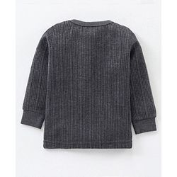 Babyhug Full Sleeves Knit Solid Thermal Vest - Dark Grey