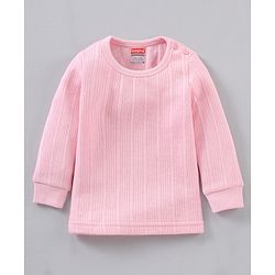 Babyhug Full Sleeves Knit Thermal Wear Solid- Pink