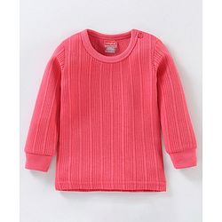 Babyhug Full Sleeves Knit Solid Thermal Vest - Coral Pink