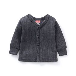 Babyhug Full Sleeves Front Open and Pullover Solid Color Thermal Wear Pack Of 2- Dark Grey