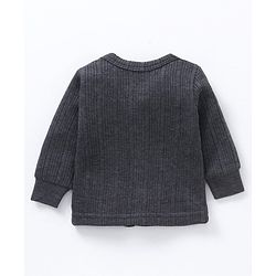 Babyhug Full Sleeves Front Open and Pullover Solid Color Thermal Wear Pack Of 2- Dark Grey