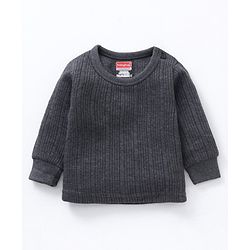 Babyhug Full Sleeves Front Open and Pullover Solid Color Thermal Wear Pack Of 2- Dark Grey