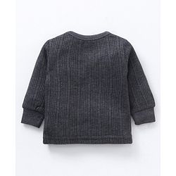 Babyhug Full Sleeves Front Open and Pullover Solid Color Thermal Wear Pack Of 2- Dark Grey