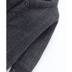 Babyhug Full Sleeves Front Open and Pullover Solid Color Thermal Wear Pack Of 2- Dark Grey