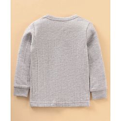Babyhug Full Sleeves Front Open and Pullover Solid Color Thermal Wear - Light Grey