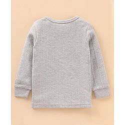 Babyhug Full Sleeves Front Open and Pullover Solid Color Thermal Wear - Light Grey