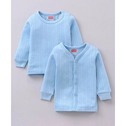 Babyhug Full Sleeves Front Open and Pullover Solid Colour Thermal Wear Pack Of 2  - Blue