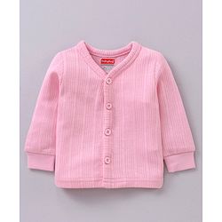 Babyhug Full Sleeves Front Open and Pullover Solid Color Thermal Wear Pack Of 2 - Pink