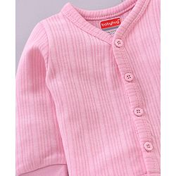 Babyhug Full Sleeves Front Open and Pullover Solid Color Thermal Wear Pack Of 2 - Pink