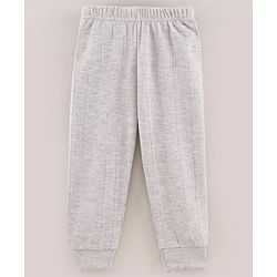 Babyhug Full Length Knit Solid Thermal Leggings - Light Grey