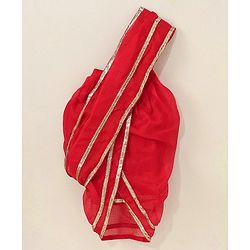 Babyhug Sleeveless Blouse And Sequins Bordered Saree - Red