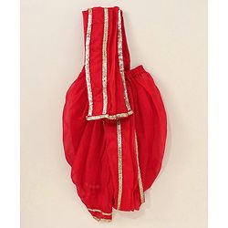 Babyhug Sleeveless Blouse And Sequins Bordered Saree - Red