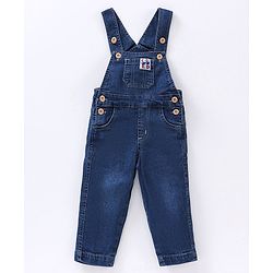 Babyhug Full Sleeves Striped T-Shirt and Dungaree Set Multiprint - Multicolor Blue