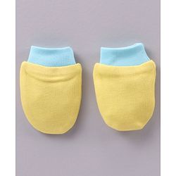 Babyhug 100% Cotton Cap Mittens & Booties Bear Print Yellow - Diameter 10.5 cm